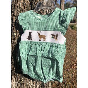 Cajun Baby Boy or Girl Romper 3M Mom & Dad's Little Hunter Green Gingham NEW